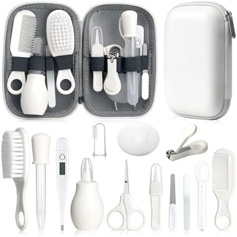 Baby Grooming Kit, Infant Safety Care Set with Hair Brush Comb Nail Clipper Nasal Aspirator,Baby Essentials Kit for Newborn Girls Boys (White) by WXA