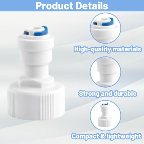 RO Faucet Adapter, Garden Hose to 1/4 Tubing Adapter 2-Pack, 3/4 FNPT to 1/4 Quick Connect Fitting for Reverse Osmosis Water Filter Systems - Image 3