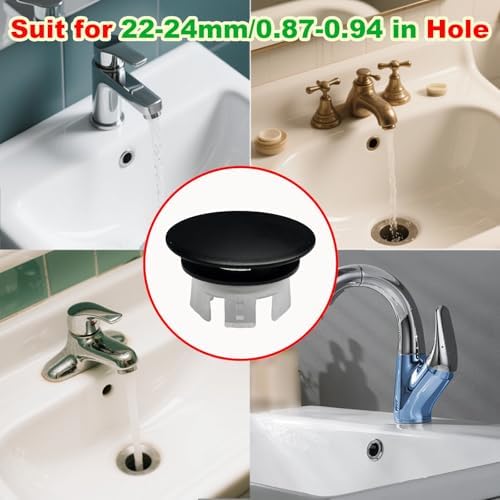 2 Pack Sink Basin Overflow Trim Ring,Solid Brass Bathroom Sink Trim Overfollow Cover,Bathroom Kitchen Sink Trim Overflow Cover Insert in Hole Round Caps(Black) - Image 3