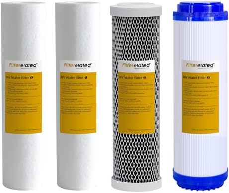 3-Stage RV Water Filter Replacement for Standard 10" Housing, 1/5/1 Micron, Includes 2X Melt Blown PP, 1x Carbon Block, 1x GAC Filter Cartridges, RV Camper Water Purification System by Filterelated
