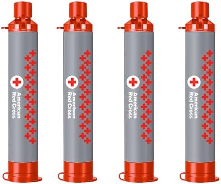 Officially Licensed American Red Cross 4 Stage Water Filter Straw - 4 Pack by CascadeMountainTech