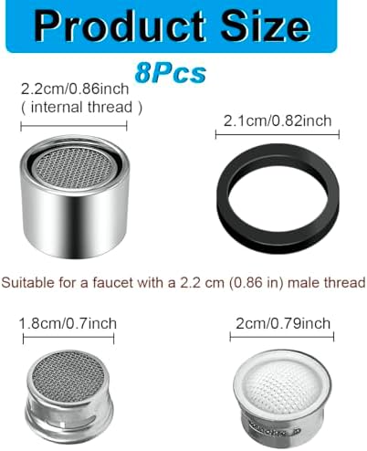 8 Pcs Faucet Aerators Replacement Parts Kitchen Sink with Gaskets - Image 2