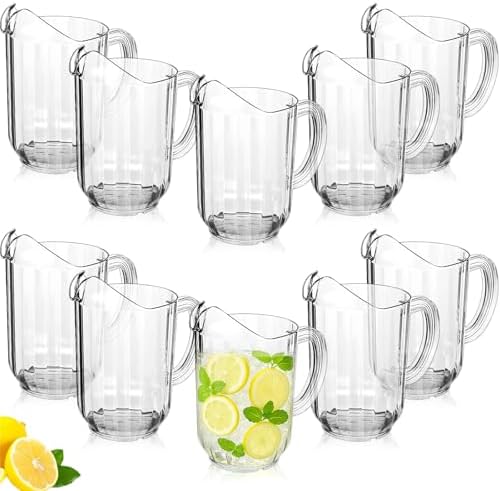 Tessco 10 Pcs Plastic Pitchers 60 Oz Clear Water Beer Jug Large,Classic by Tessco