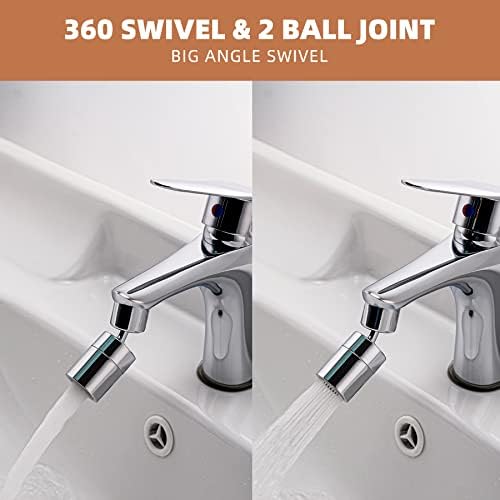 Hibbent NSF/ANSI/CAN 61 Certified Faucet Aerator, CUPC Certification 360 Degree Kitchen Sink Faucet Aerator, Dual-function Swivel Big Angle Kitchen Faucet Attachment, Faucet Replacement Part, Chrome - Image 3