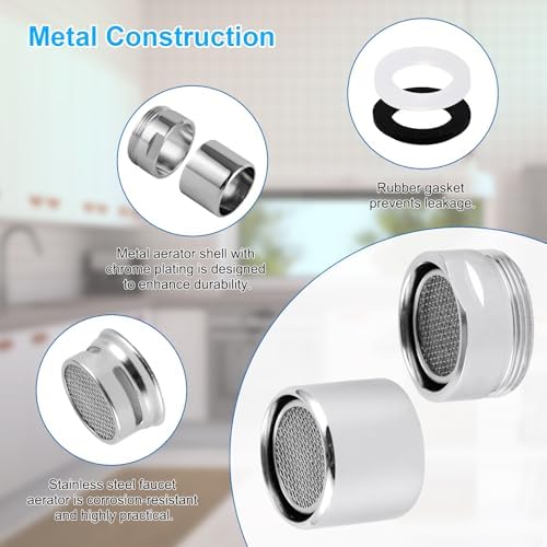4-Pack Faucet Aerator, Metal Sink Faucet Adapter Male Female Thread, Chrome - Image 3