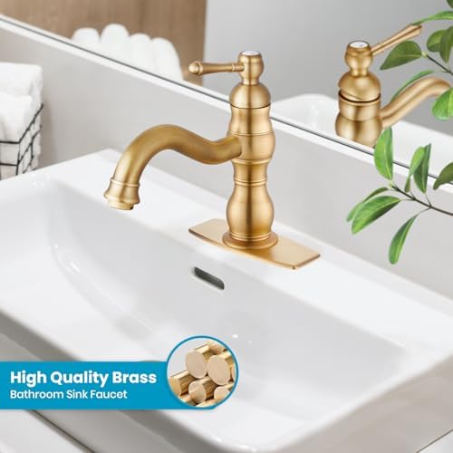 gotonovo Bathroom Faucet 1 Hole Vintage,Antique Brass,7.1” Spout Reach - Image 2