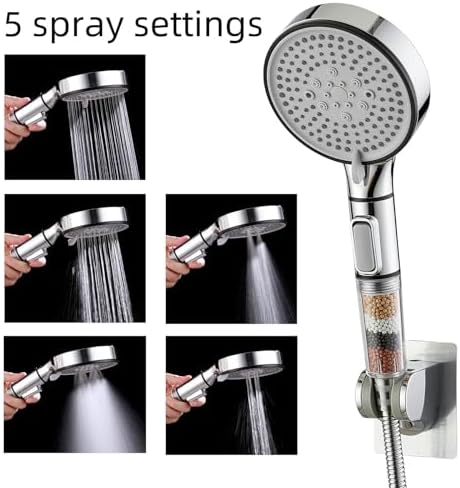 RV Shower Head with Hose, High Pressure 5 Setting Shower Head with Filter and On/Off, Water Saving Shower Head for RV/Camper, Travel Trailer, Motorhome,Shower head Replacement - Image 2