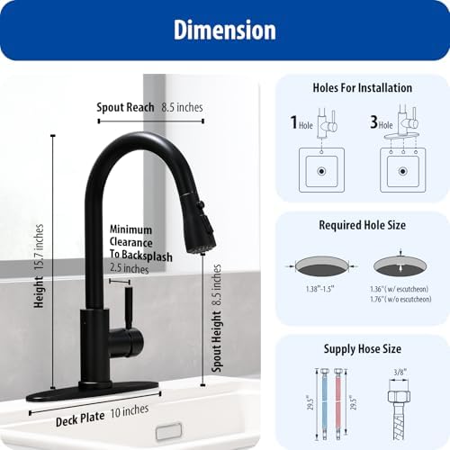 WEWE Touchless Kitchen Faucet, Matte Black, Pull-Down, Single Handle - Image 6
