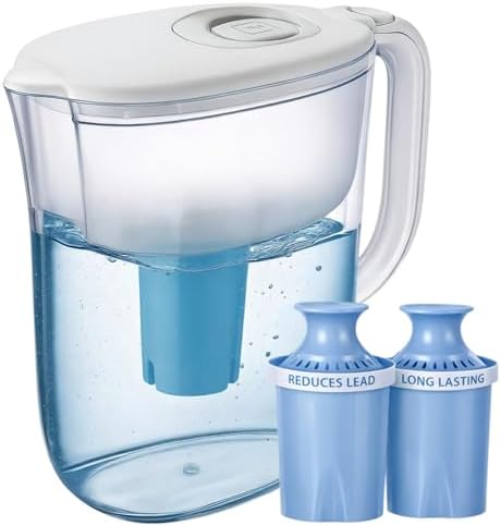 10-Cup Water Filter Pitcher & 2 Longlast Filters - Reduces Heavy Metals by JOEYZ