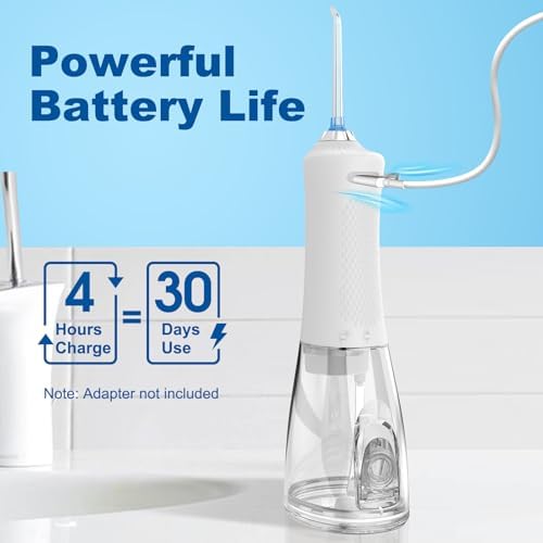 WellLeo Water Flosser for Teeth, 300ML Cordless Oral Irrigator Rechargeable Dental Flosser Picks with 5 Modes 5 Jet Tips,IPX7 Waterproof Teeth Cleaner for Braces Gum Care, Home Travel Use - Image 4