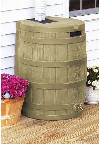 Good Ideas Rain Wizard Water Collection Barrel, 50 Gallon, Khaki, 3 Pack - Image 3