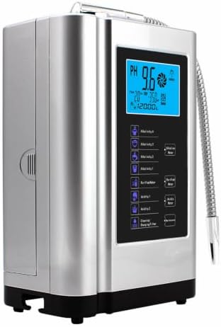 Alkaline Water Ionizer Machine with LCD Touch Display, pH Control, 360° Rotating Outlet Pipe, Stainless Steel Housing for Home Kitchen Use Silver by Unknown