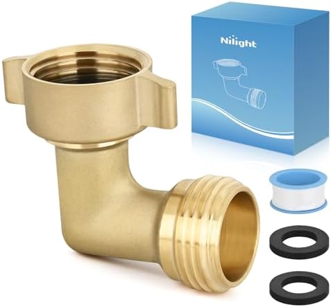 Nilight 90 Degree Hose Elbow, 3/4" Brass Water Connector for RV Camper by Nilight