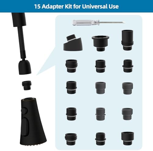 Universal Kitchen Faucet Head, 3 Modes, 15 Adapter Kit, Oil Rubbed Bronze - Image 2