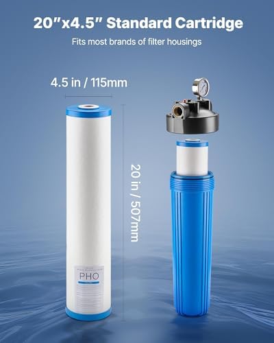 VEVOR Whole House Water Filter Replacement Cartridge, 4.5" x 20" Polyphosphate Scale Inhibitor Filter for Whole Home Water Filtration System, Reduce Chlorine, Taste, Odor, Prevent Corrosion - Image 4
