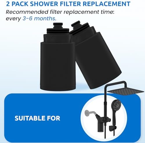 Ryamen Shower Head Filters Replacement ONLY for Dual 10" Filtered Shower Head Combo, Effective Chlorine Removal Rate≥90%, 2-Pack (Black) - Image 2