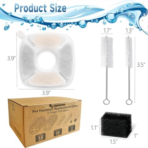18 Pcs Cat Water Fountain Filters Replacement Compatible with VEKEN 95oz/2.8L Cat Water Fountain Filters Automatic Dog Water Fountain Filters Pet Fountain - Image 5