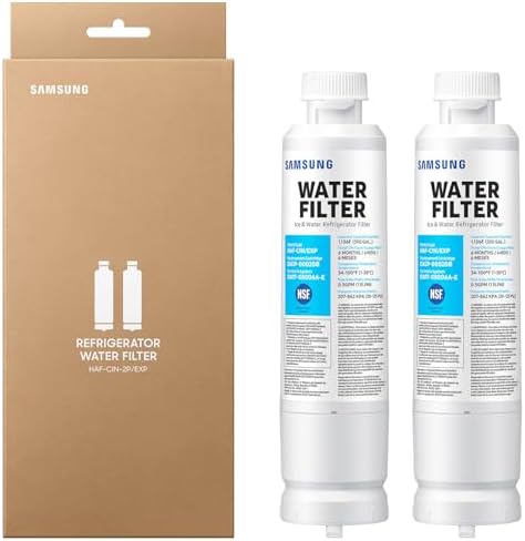 Samsung HAF-CIN-2P/EXP Genuine Refrigerator Water Filter, Reduces 99% of Harmful Contaminants for Clean, Clear Drinking Water, 6-Month Life, Easy Install, Pack of 2 by Unknown
