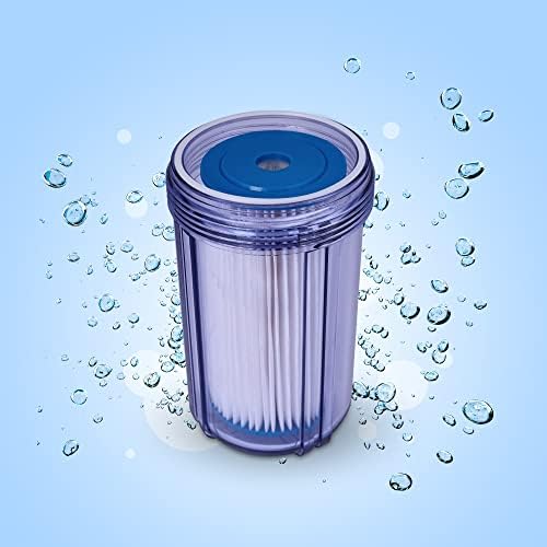High Capacity 10 x 4.5” Transparent Whole House Water Filter Purifier System with Presser Relief Button 1” Inlet/Outlet Bass Port & Yearly Supply (3) Granular Coconut Shell Activated Carbon Cartridges - Image 5