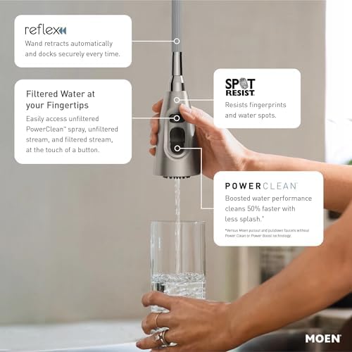 Moen Align Spot Resist Stainless 3-In-1 Water Filtration Pre-Rinse Spring Pull Down Kitchen Faucet, Water Filter for Sink Faucet Sold Separately, F5923SRS - Image 3