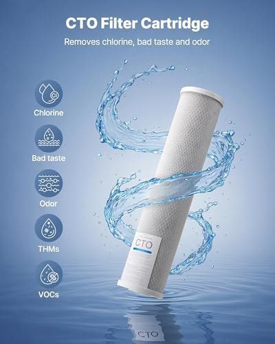 VEVOR CTO Whole House Water Filter - Universal Fit 20 x 4.5 Inch - Activated Carbon Block Cartridge Replacement, 5 Micron Coconut Shell Charcoal Filter, Reduce Chlorine, Bad Taste, Odor - Image 2