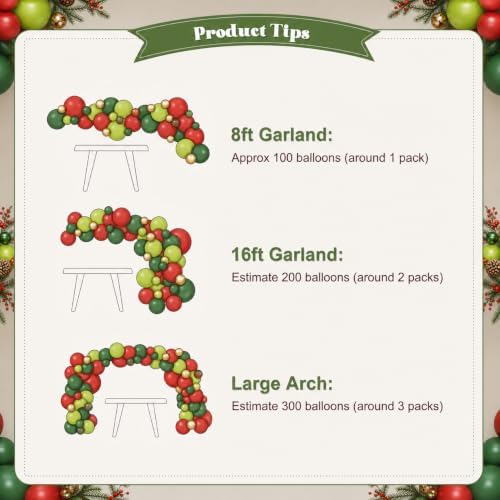 CROSSFINGERS Red and Green Balloon Arch kit for Christmas Party Decorations - Image 7