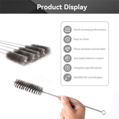 12 Inch Pipe Cleaning Brush Set with Stainless Steel Bristles, Steel Wire Tube Brush Kit for Auto Parts Polishing, Machining, Bottles, Tubes, Etc.（30mm-5pcs） - Image 3