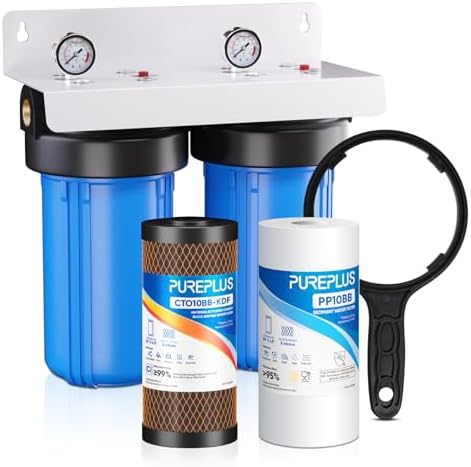 PUREPLUS 2-Stage Whole House Water Filter, PP Sediment & KDF Carbon Block by PUREPLUS