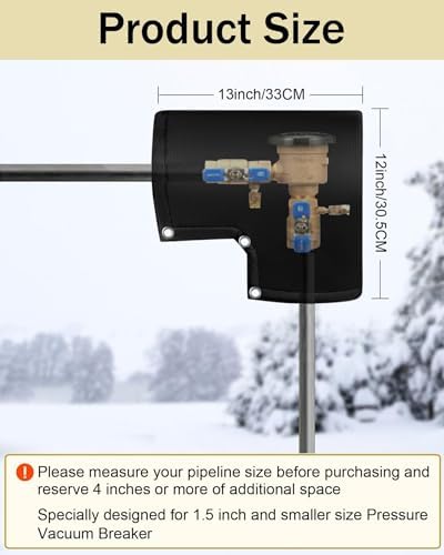 Backflow Preventer Pipe Insulation Cover (5°F), POROLIR 12"X13" Thicker Pressure Vacuum Breaker Cover, Water Well Pump Sprinkler Valve Cover, Outdoor Faucet Cover for Winter Freeze Protection Black - Image 3