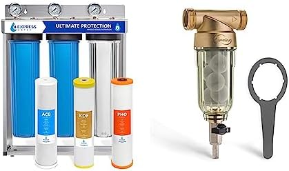 Express Water Ultimate Protection Whole House Water Filter System + iSpring WSP-50SL Reusable Whole House Spin Down Sediment Water Filter Softener by ExpressWater