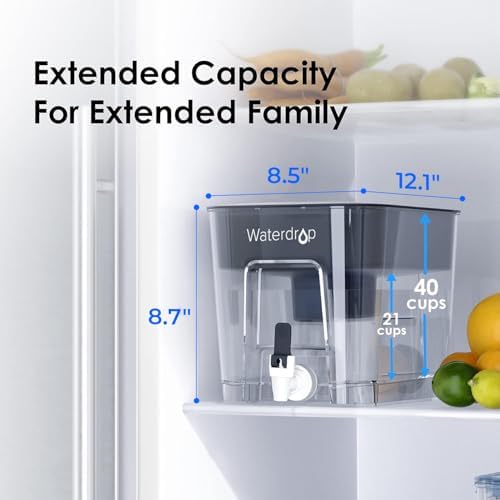 Waterdrop WFD-22L Water Filter Dispenser with 4 Filters, 40-Cup, Black - Image 2