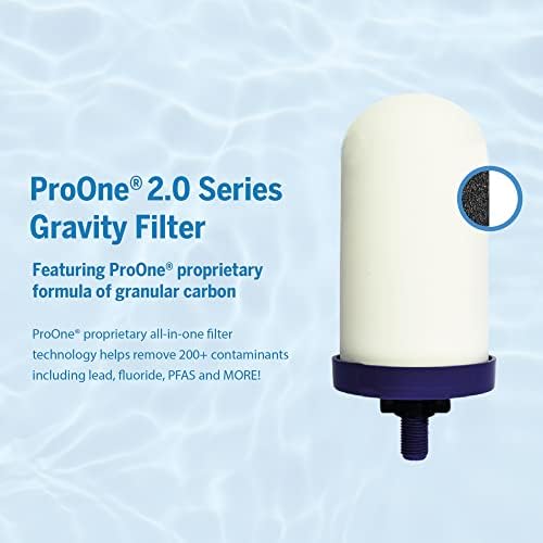 ProOne Traveler+ Stainless-Steel Gravity Water Filter System 2.25-Gallon Countertop Water Dispenser for Home & Travel with One 5” Filter & Wire Stand, Reduces Lead & Microplastcis - Image 5