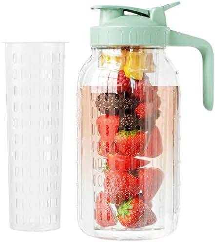 JunVpic Glass Mason Jar Pitcher, 64 oz Wide Mouth Jug by Junvpic
