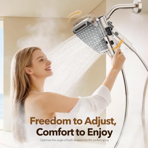 JDO High Pressure Rain Shower Head with Handheld Spray Brushed Nickel - Image 5