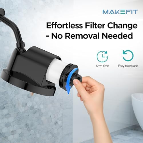 NSF Certified Filtered Shower Head - 5 Settings High Pressure Rain Shower Head with Filter for Hard Water Softener - Easy Install & Replace - Bathroom Showerhead to Remove Chlorine & Heavy Metals - Image 3