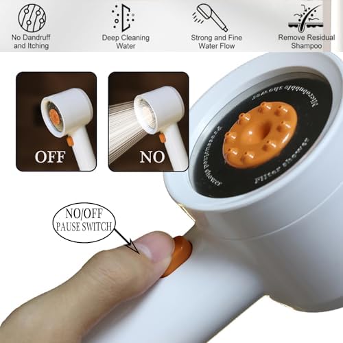 High Pressure Shower Head with Handheld,Shower Head with Filter with Pause Switch Water Saving Filter Showerhead, Showerhead Set with Hose, Bracket and Cotton Filter, Make Bathing Healthier (white) - Image 6