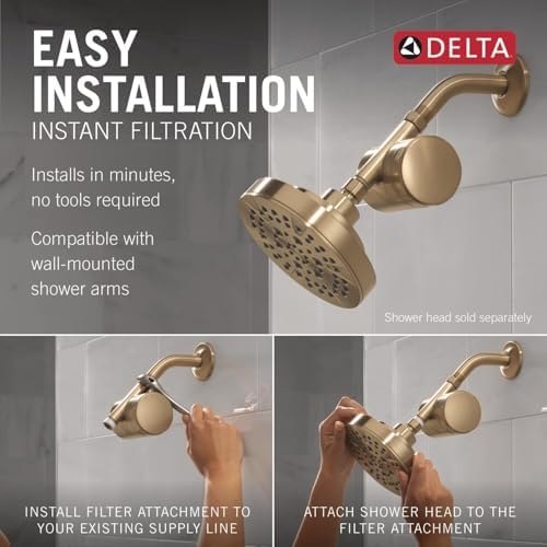Delta Faucet Clarifi Standard Shower Filter Attachment with Filter, Shower Water Filter, Shower Head Filter, Champagne Bronze 7SF100-CZ - Image 4