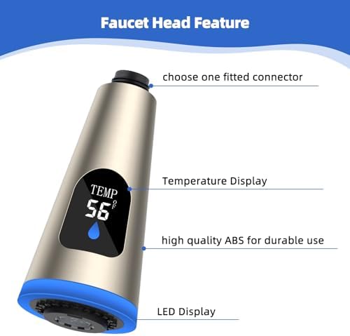 LED Kitchen Faucet Head, Temperature Display, 4-Mode Spray, Brushed Nickel - Image 4