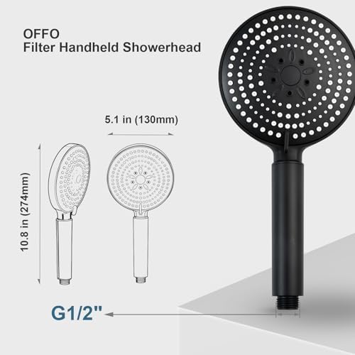 OFFO Filtered Shower Head with Handheld, 20 Stage Shower Head with Filters for Hard Water with 60" Stainless Steel Hose & Holder, 6 Modes High Pressure Shower Head to Remove Chlorine, Matte Black - Image 5