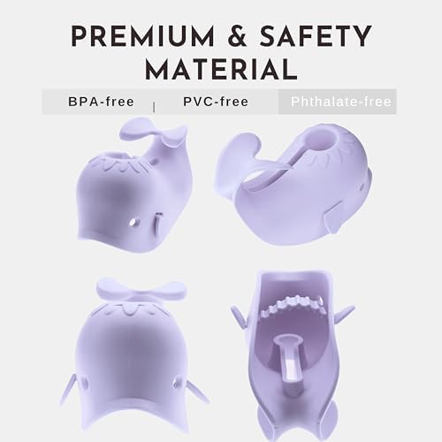 Bath Spout Cover for Bathtub,Baby Shower Protector Cover A Fun Way to Protects Baby from Bumping Head During Bathing Time Cute Soft Whale Design Making for Enjoyable Safe Baths (Lavender) - Image 2