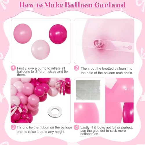 Pink Balloon Arch Kit, Hot Pink Balloons for Birthday Party Decorations - Image 4