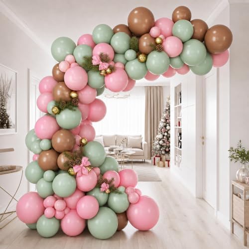 CROSSFINGERS Pink Green Brown Balloon Arch Kit for Christmas Decorations - Image 5