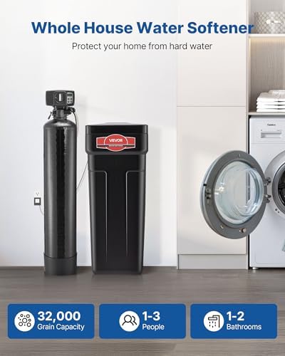 VEVOR Water Softener, 32,000 Grains Whole House Water Softener System, with Automatic Digital Control Head, Bypass Valve, Reduce Hardness and Minerals, Improve Water Quality, for 1-2 Bathrooms - Image 2