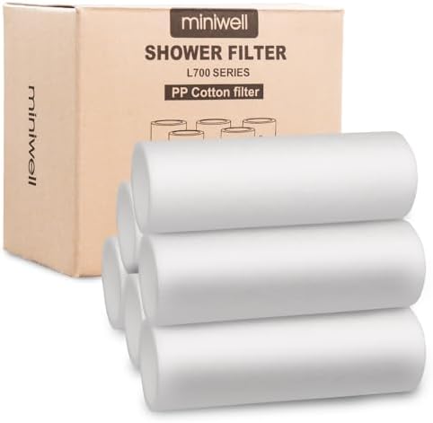 Replacements for Miniwell Shower Filter L700, Shower Head Filter with Double Filters, Remove 99% Chlorine (Z Replacement - 6X PP Cotton Filters) by MINIWELL