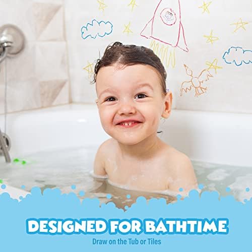 Tub Works® Smooth™ Bath Crayons Bath Toy, 12 Pack | Nontoxic, Washable Bath Crayons for Toddlers & Kids | Unique Formula Draws Smoothly & Vividly on Wet & Dry Tub Walls | Hexagon Grip Bathtub Crayons - Image 2