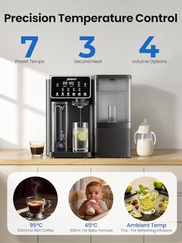 JIMMY R9 Pro Countertop Reverse Osmosis Water Filter,7 Stage Purification with UV, Instant Hot & Cold Portable Water Purifier with 2X 1L Removable Pitchers,No Installation,for Baby Formula - Image 6