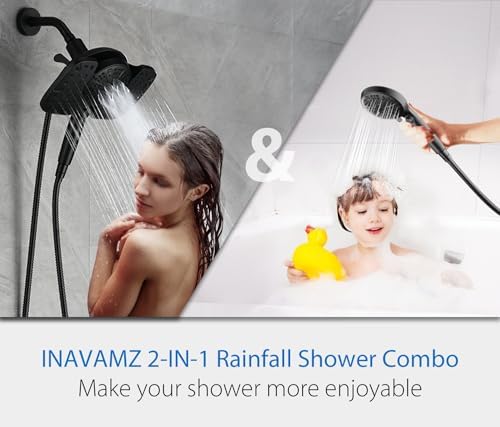 INAVAMZ Rain Shower Head with Filtered Handheld Spray Combo Black 2.5 GPM - Image 6