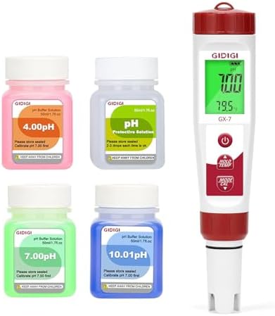 pH Meter Chlorine Tester Digital 7 in 1 Pool Water Tester Kit by GIDIGI