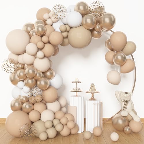 Amandir 153pcs White Sand Beige Balloon Arch Garland Kit Different Sizes - Image 4