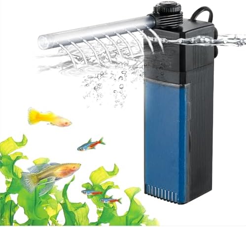 Internal Fish Tank Filter, 12W Adjustable Water Flow Submersible Aquarium Filter Pump for 40~60 Gallon Freshwater or 25~45 Gallon Saltwater, 2 Mode Aeration & Rainfall, TE-900(250GPH) by weipro